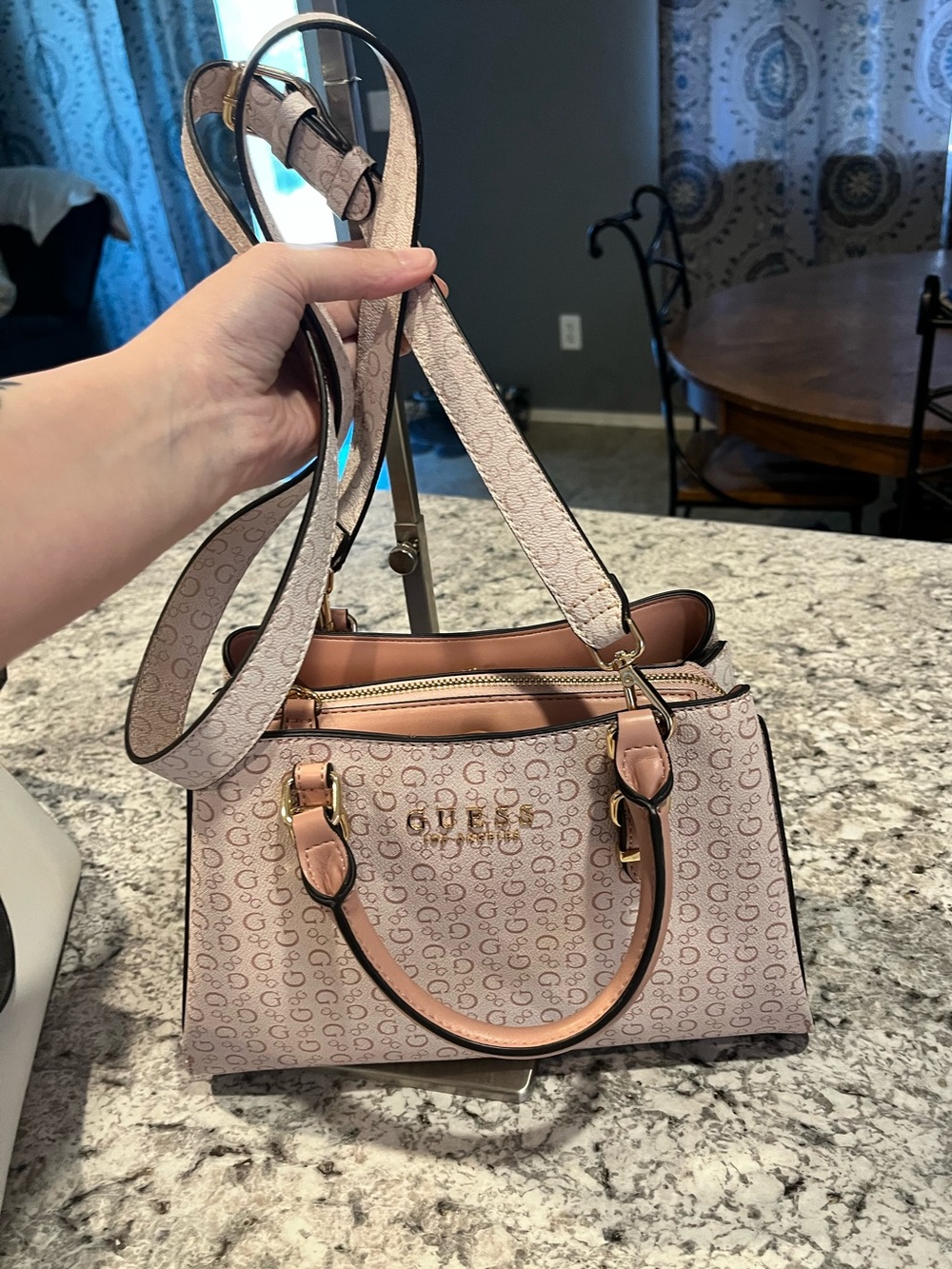 GUESS NWOT Pink Logo-Print Satchel and Crossbody Bag